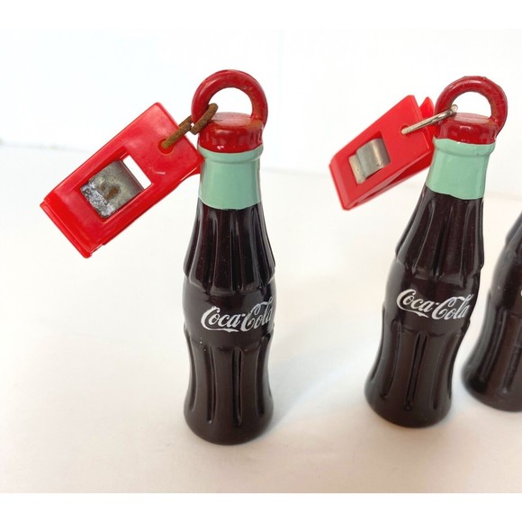 Lot of 4 Miniature 3” Coca Cola Bottle Table Cloth Clip Weights Picnic Décor - Picture 2 of 5